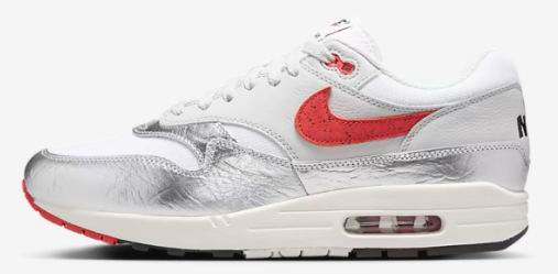 Nike Air Max 1 Men's And Women's Shoes White Silver Red-41